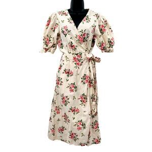 Happy x Nature Cream Pink Floral Wrap Dress